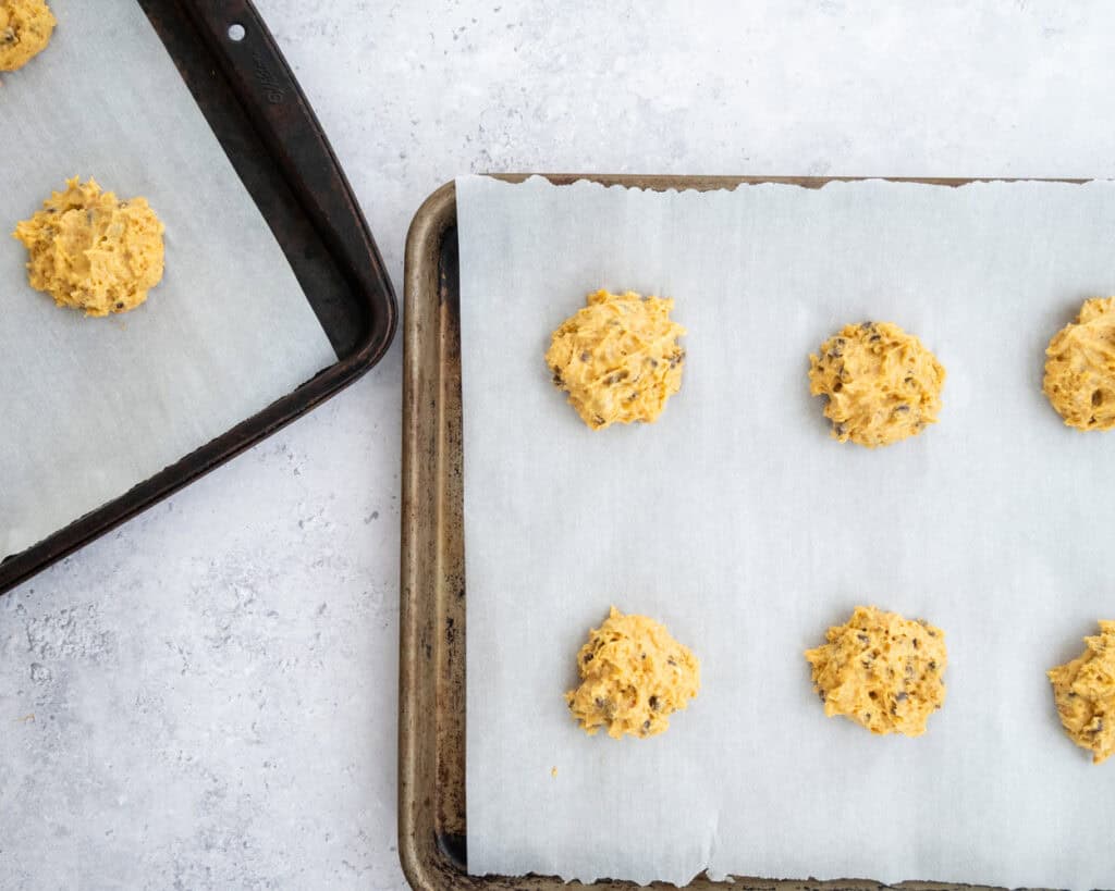 The Best Soft Peanut Butter Protein Cookies with Cottage Cheese dough on tray